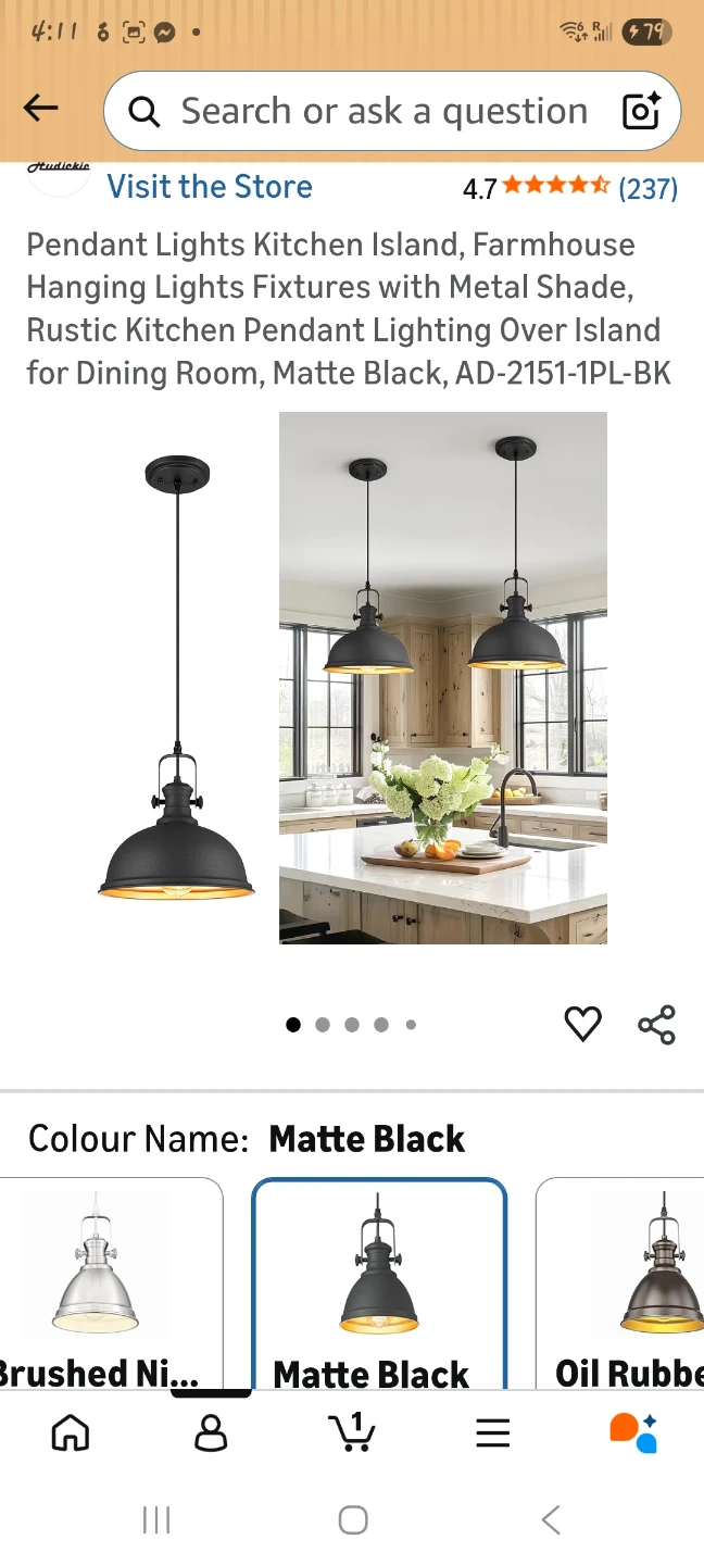 Matte Black Farmhouse Pendant Light Fixture