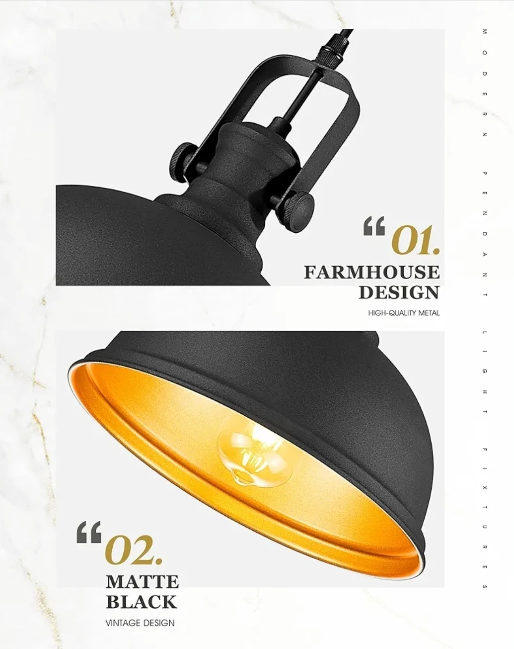 Matte Black Farmhouse Pendant Light Fixture - photo 4
