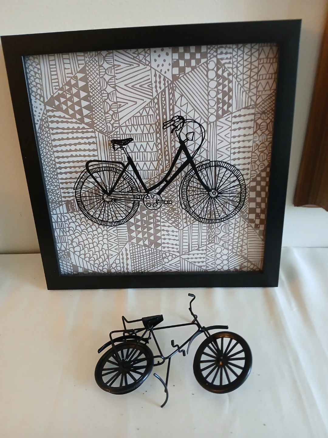 Black Metal Bicycle Figurine & Framed Art Print