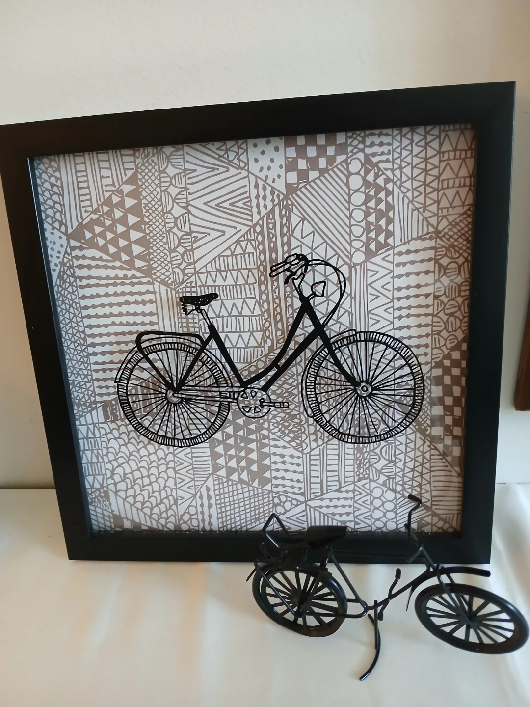 Black Metal Bicycle Figurine & Framed Art Print - photo 2