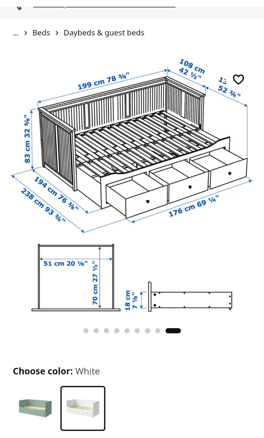 Pull-Out / Extendable Ikea HEMNES Day bed with 3 Drawers - photo 4