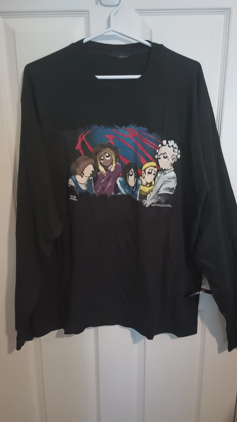 Black Long Sleeve Shirt with Cartoon Graphic
