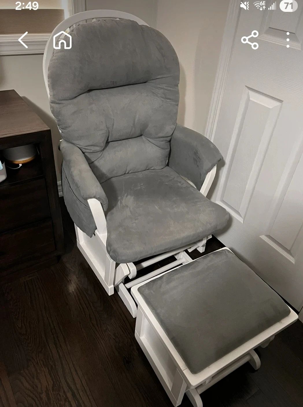 Grey Glider Rocking Chair with a legs rest included - photo 3