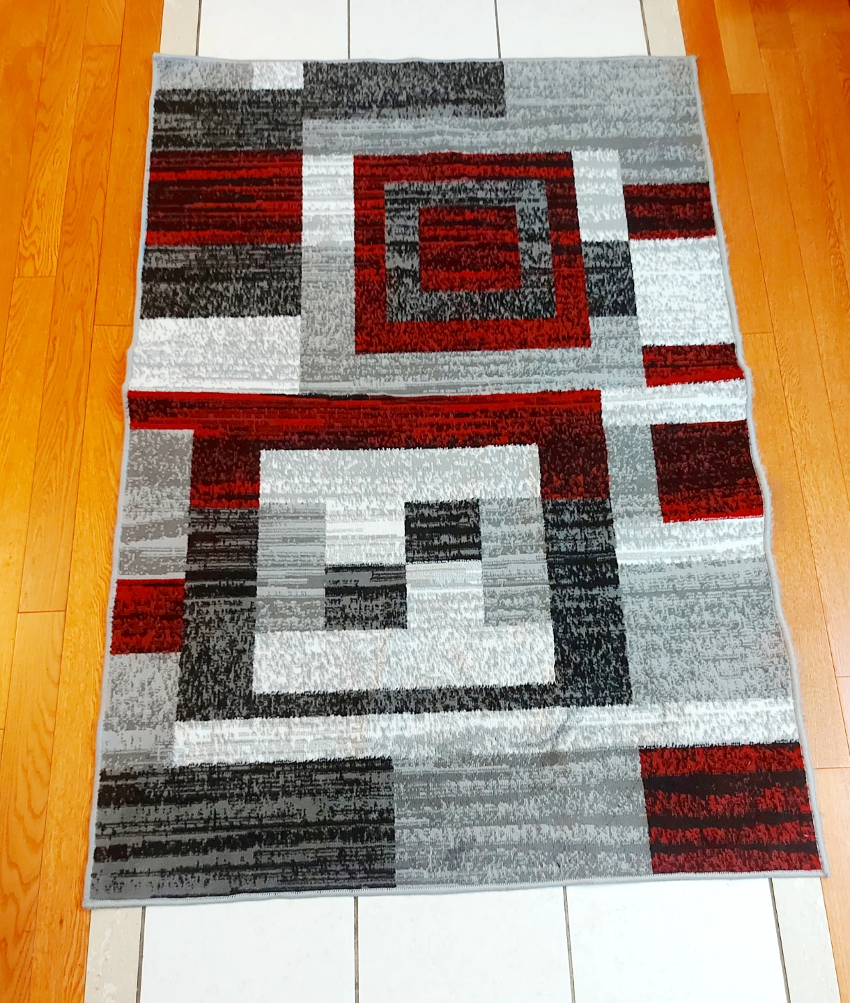 Red and Grey Area Rug