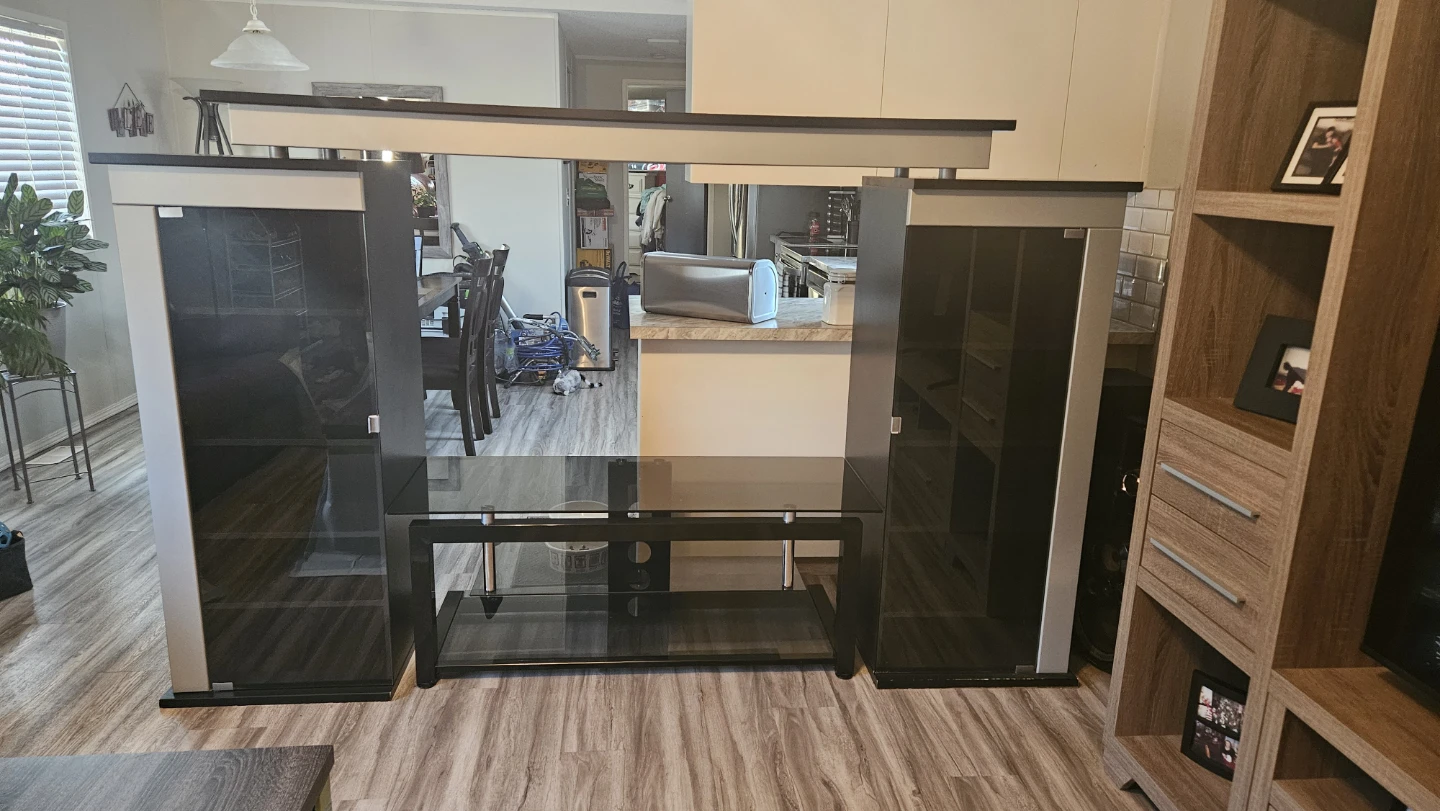 Black Glass Entertainment Unit with Side Cabinets - photo 2