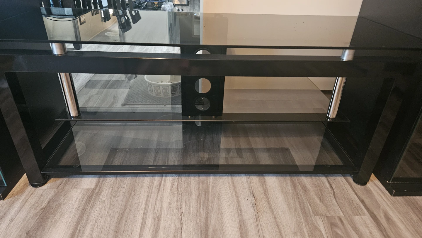 Black Glass Entertainment Unit with Side Cabinets - photo 3