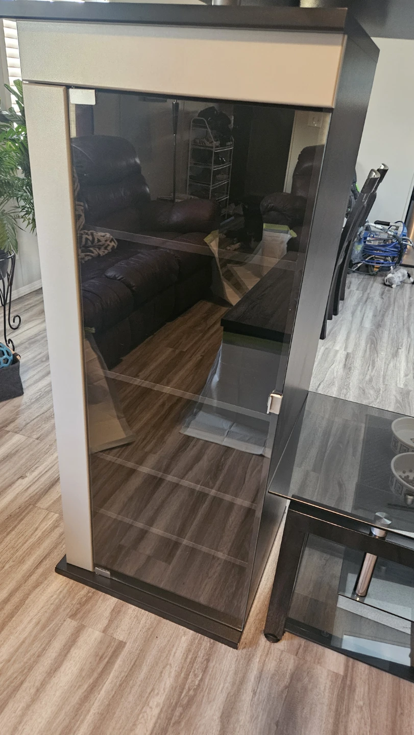 Black Glass Entertainment Unit with Side Cabinets - photo 4