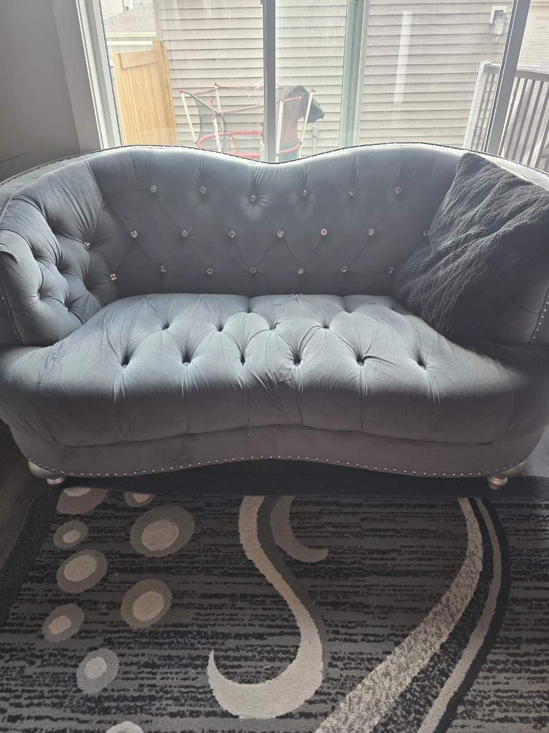 Tufted Chesterfield Sofa - Grey Velvet