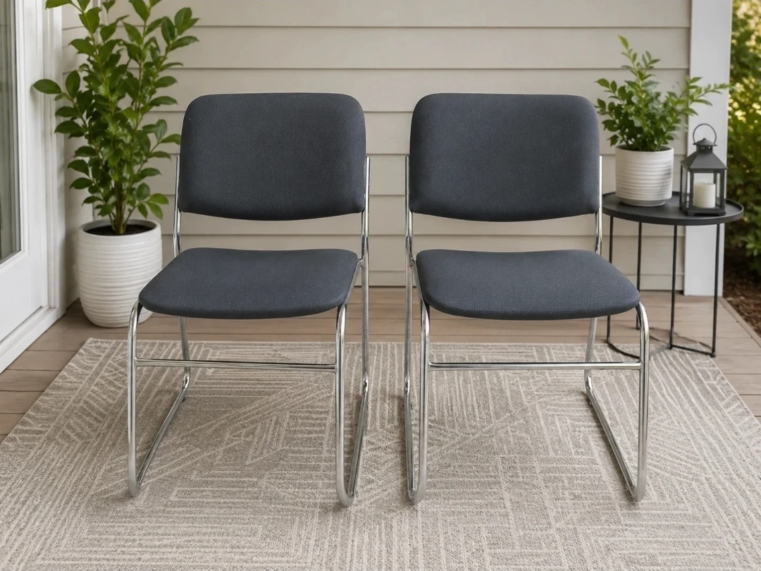 Set of 2 Dark Grey Upholstered Chairs