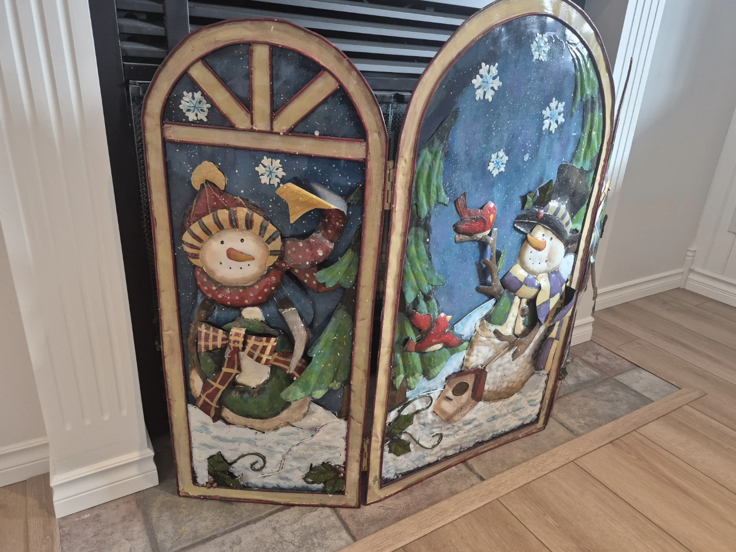 3-Panel Snowman Fireplace Screen - photo 2