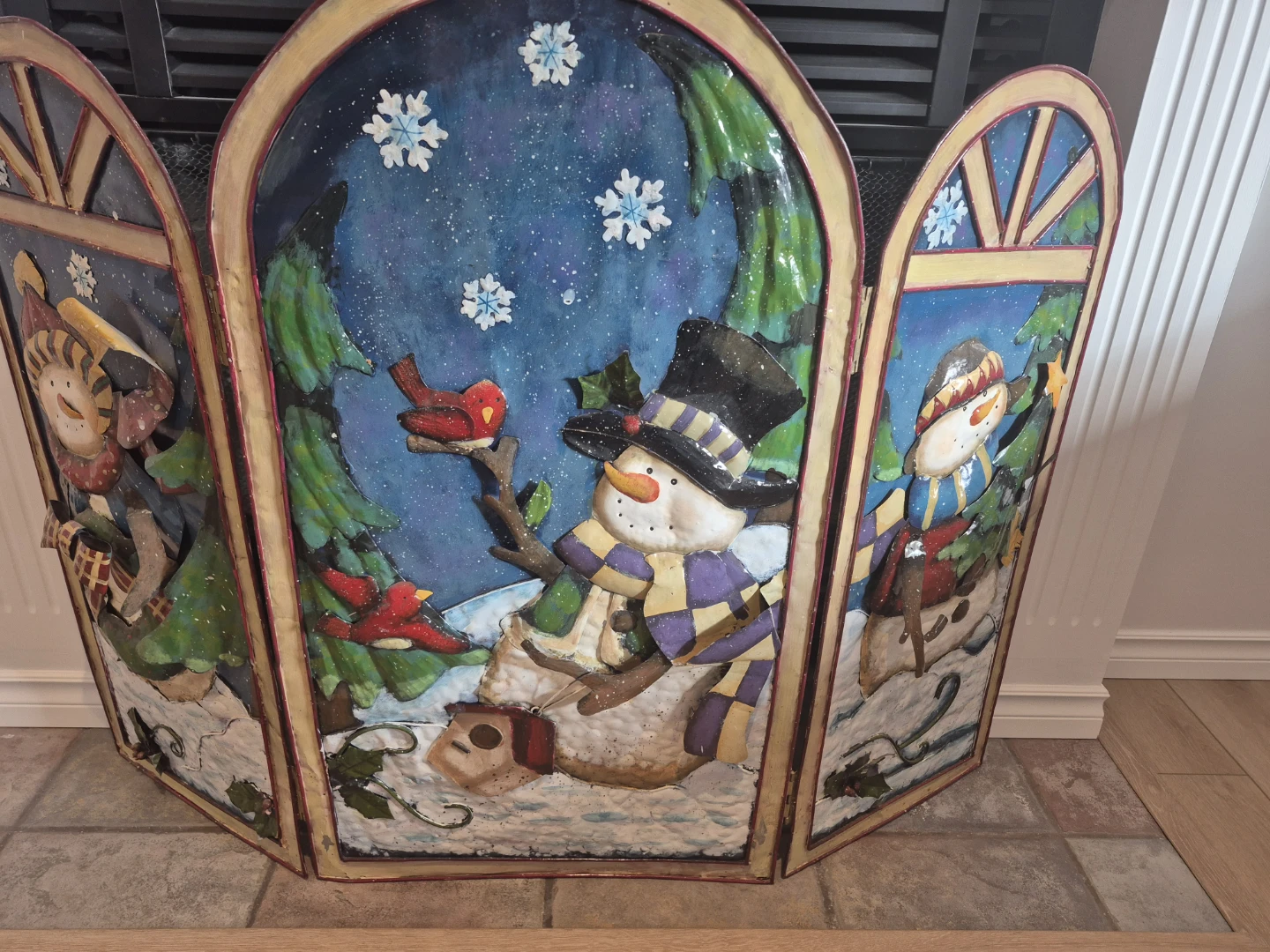 3-Panel Snowman Fireplace Screen - photo 4