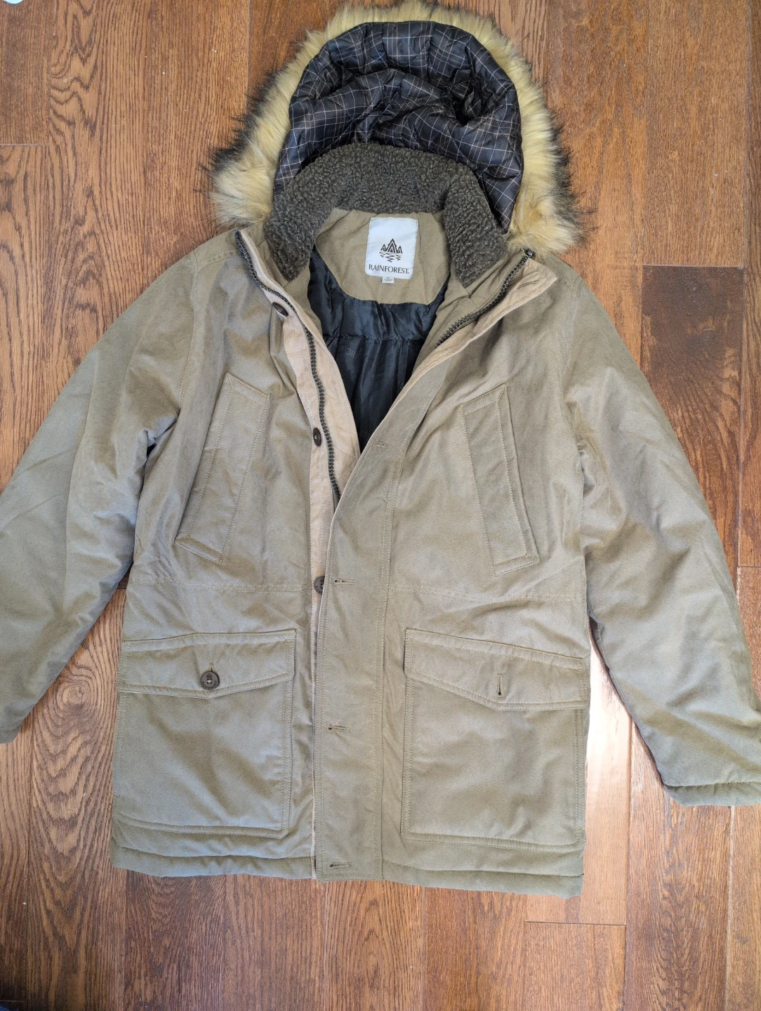 Men's Rainforest Parka Jacket with Fur Hood