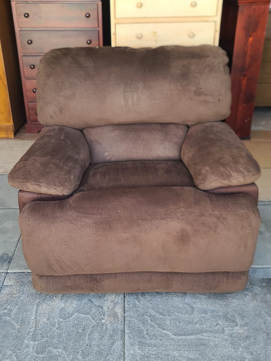 Brown Corduroy Rocker Recliner Chair