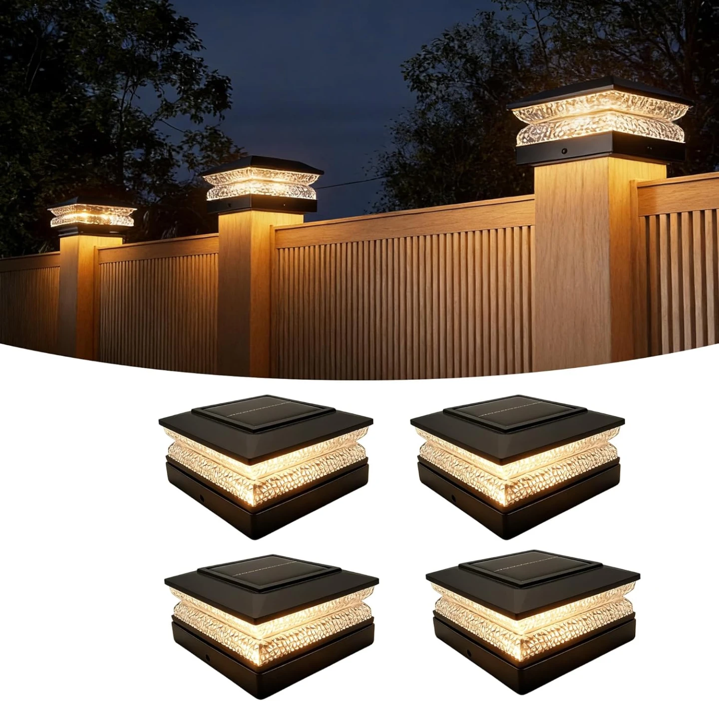 Solar Post Cap Lights 4 Pack