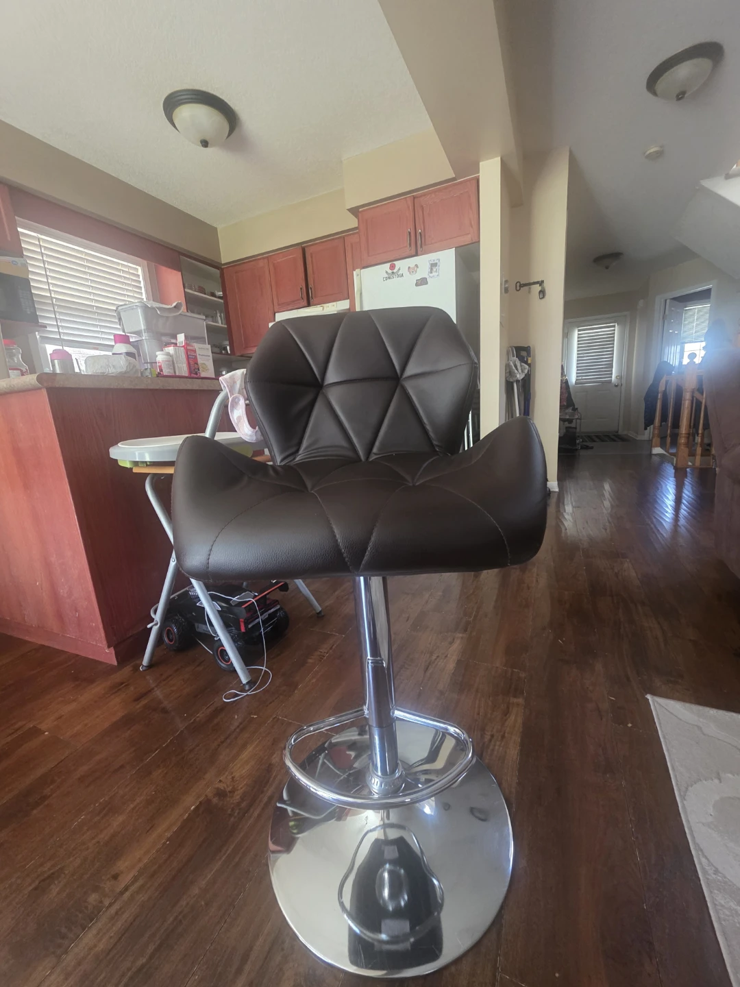 2 Brown Faux Leather Bar Stool - photo 3