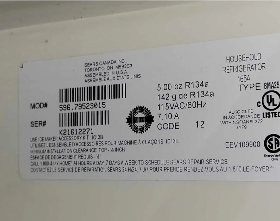 Kenmore 36" refrigerator 35.5x31.25x69 - photo 5