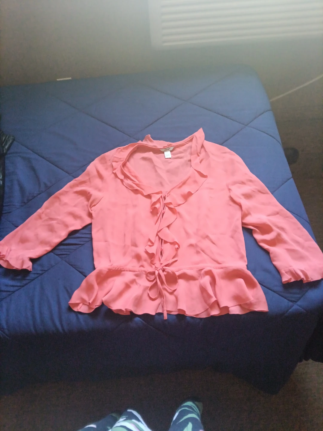 Coral Ruffle Tie-Front Blouse
