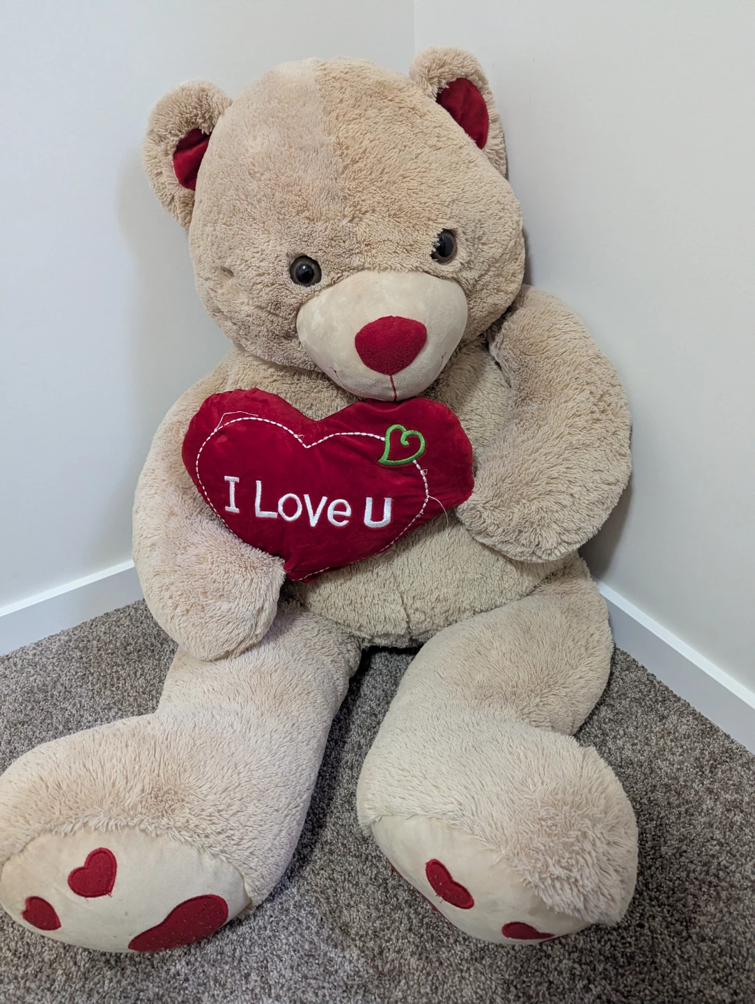 Large Teddy Bear with "I Love U" Heart