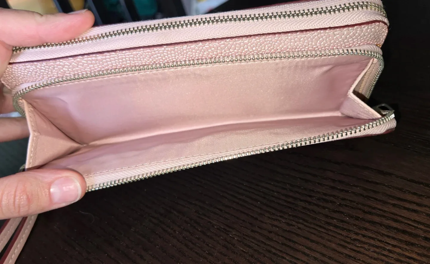 Coach Pink Leather Studded Zip Around Wristlet Wallet Clutch - photo 2