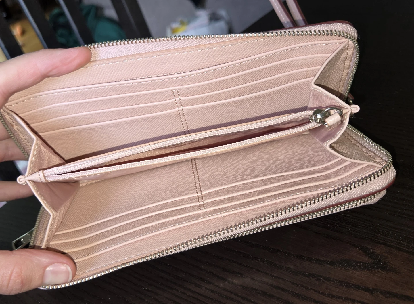 Coach Pink Leather Studded Zip Around Wristlet Wallet Clutch - photo 3