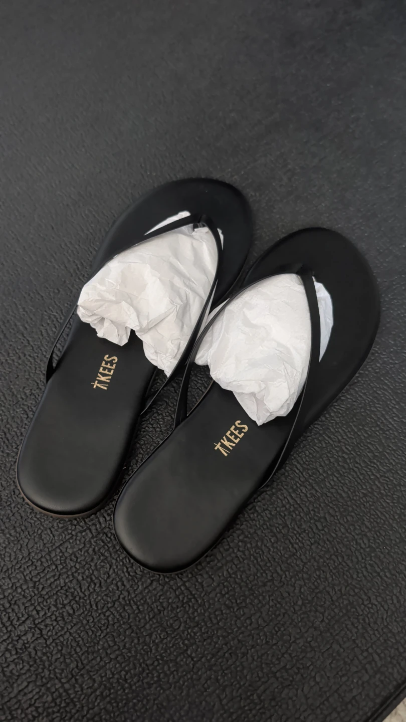 Tkees Vegan Leather Flip Flops - Black, Size 9 - photo 2
