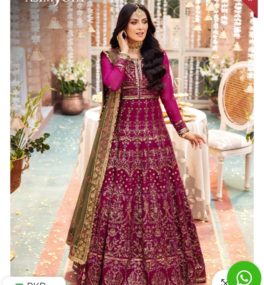 Asim Jofa Purple Embellished Anarkali Suit with Dupatta