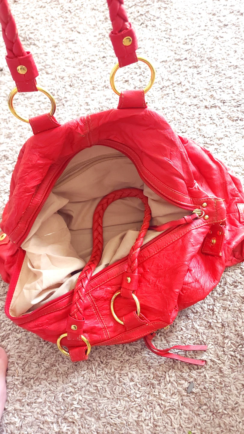 Red Faux Leather Tote Bag - photo 2