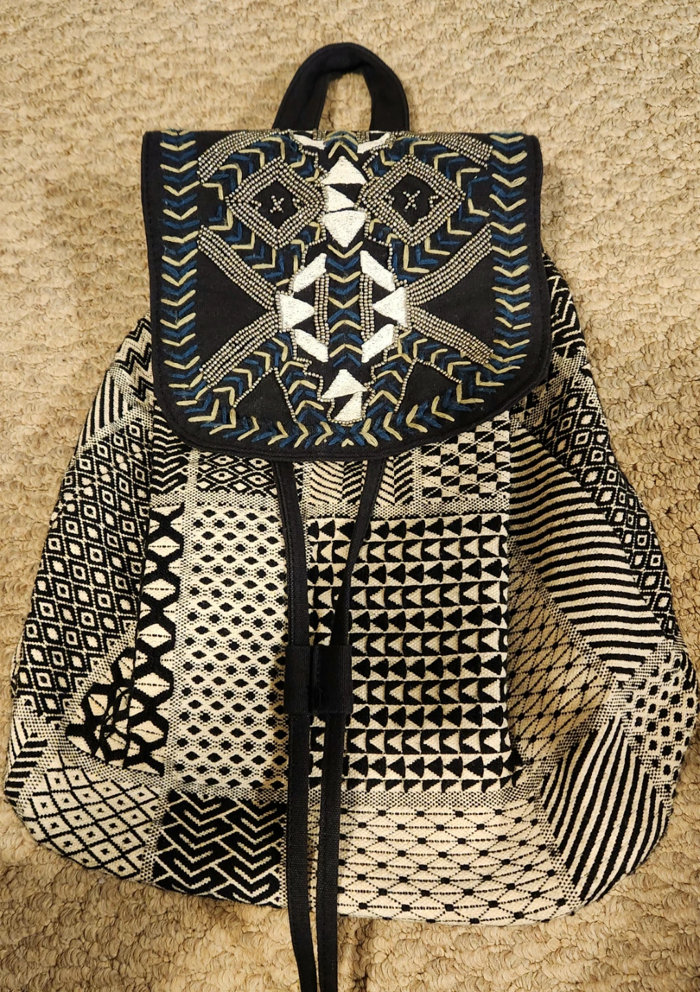 Embroidered Beaded Backpack