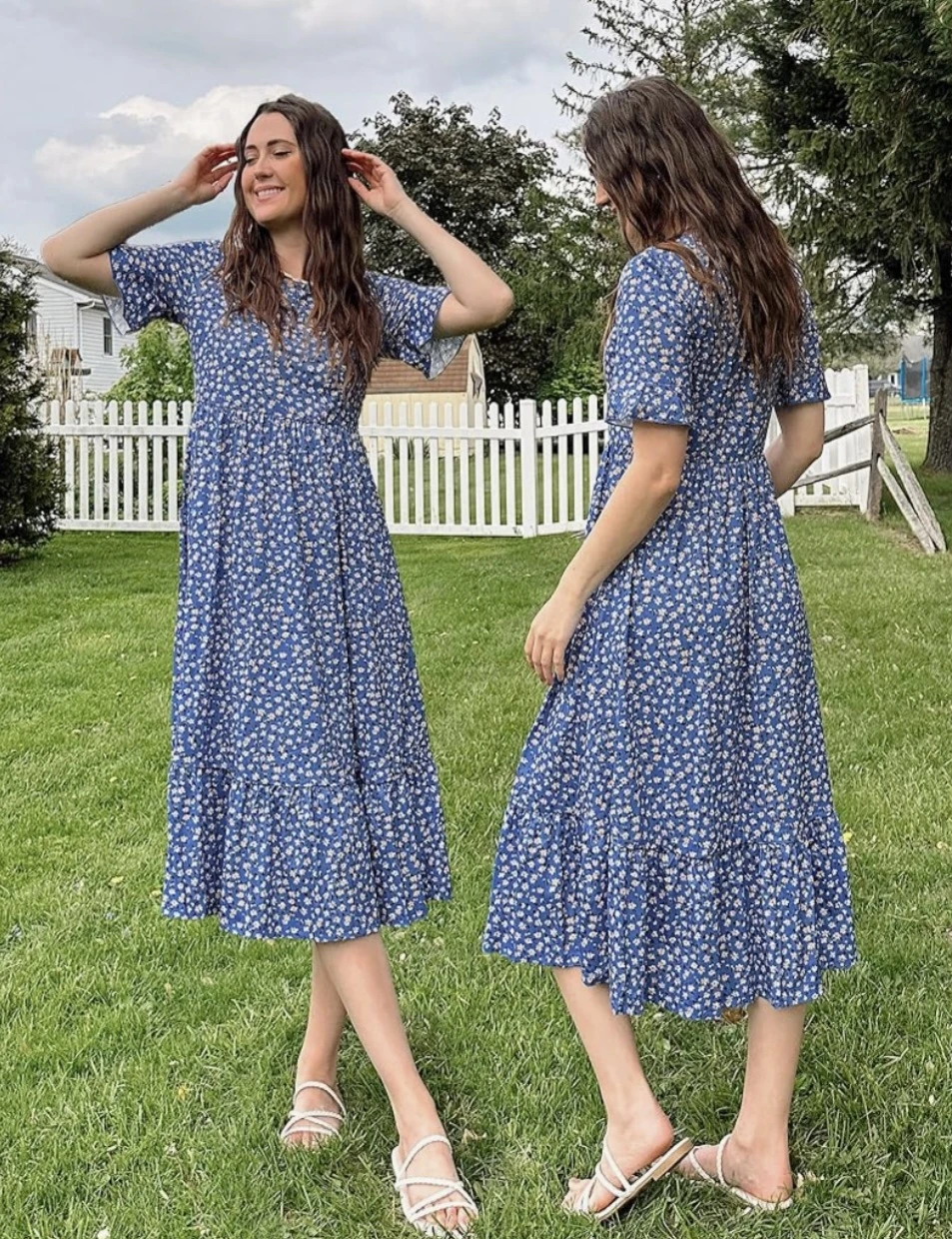 StyleWorld Blue Floral Midi Dress with Pockets - photo 5
