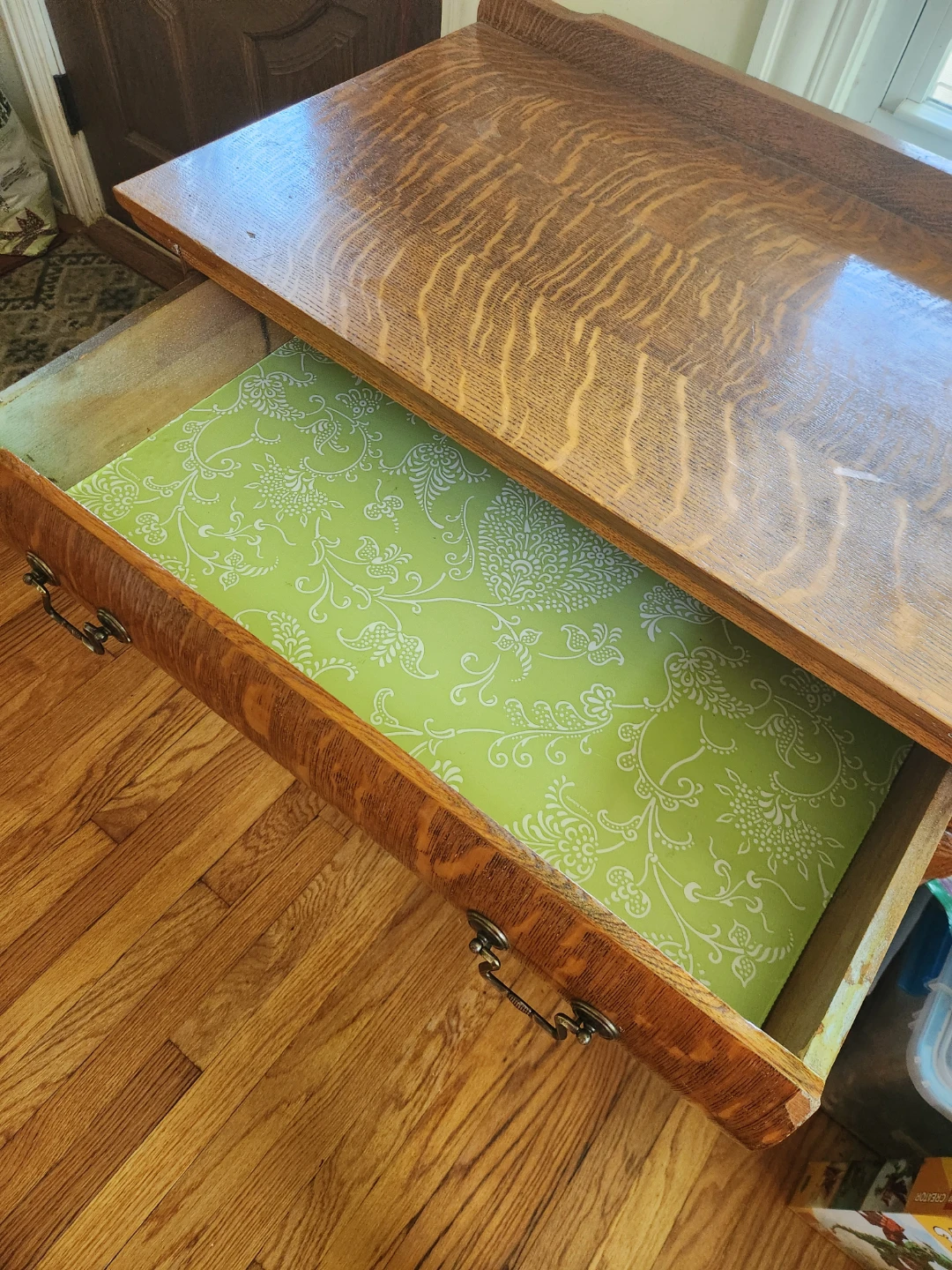 Antique Oak Vanity Desk with Drawer - photo 2