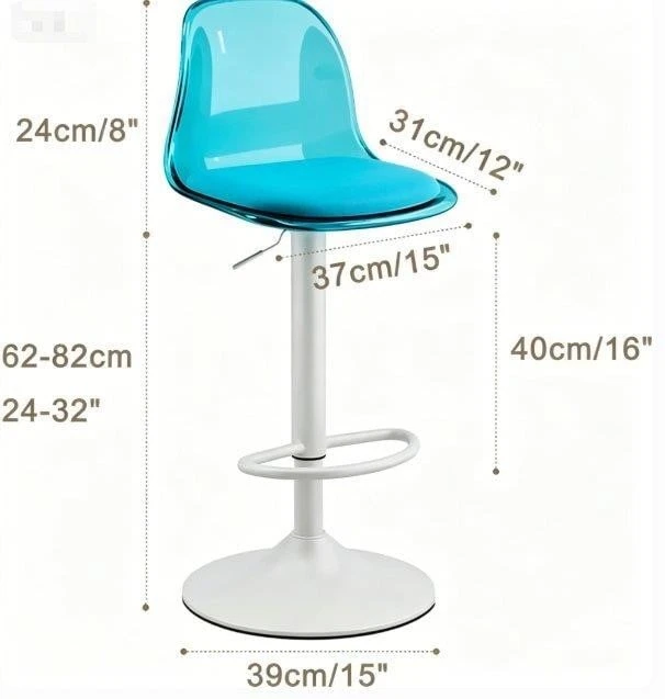 Adjustable Bar Stool - Translucent Blue - photo 2