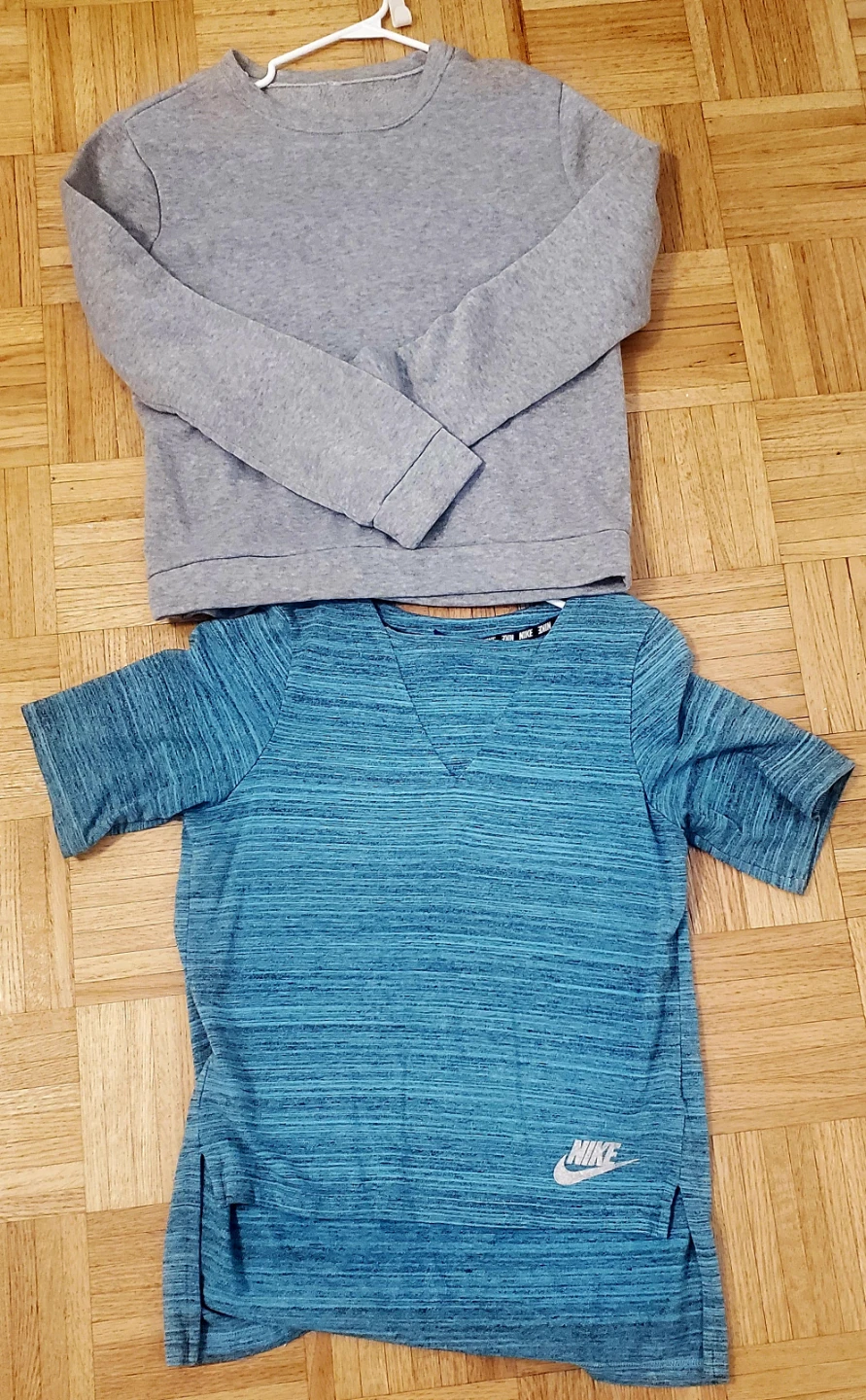 Nike Blue T-Shirt and Grey Sweatshirt