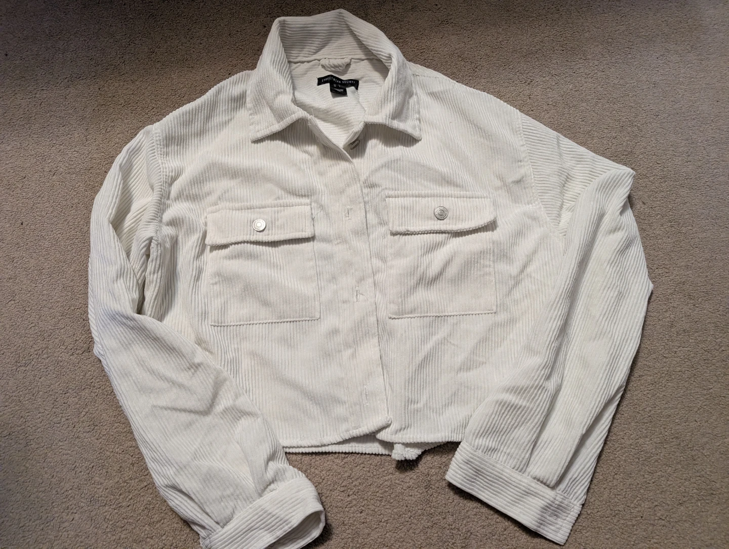 Streetwear Society White Corduroy Cropped Jacket - photo 2