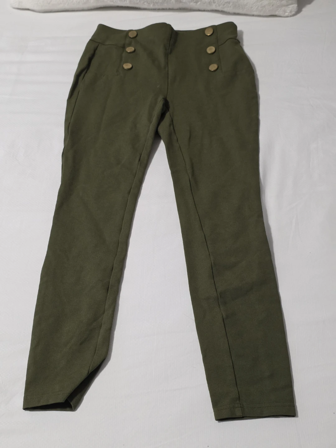 TOMMY HILFIGER Women's Olive Green High-Waisted Button pants