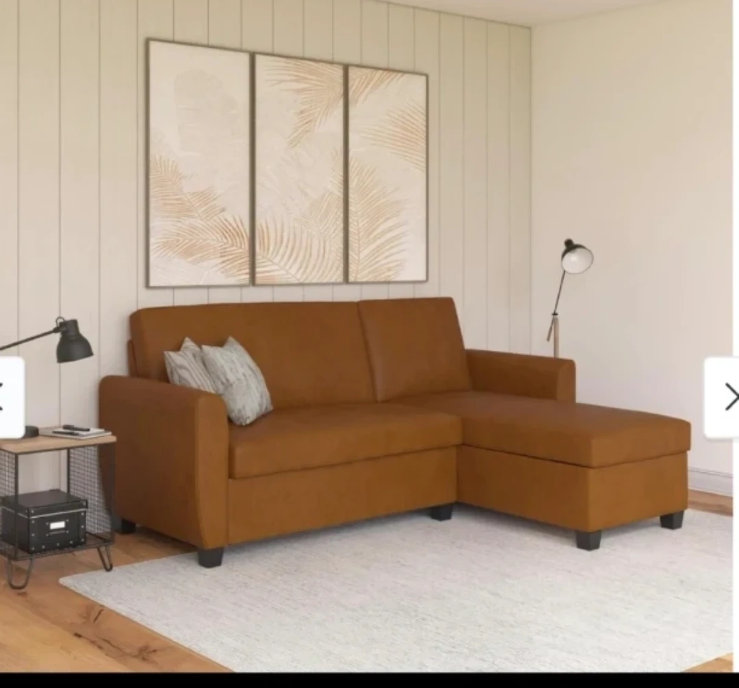 Brown Faux Leather Sectional Sofa with Storage - photo 4