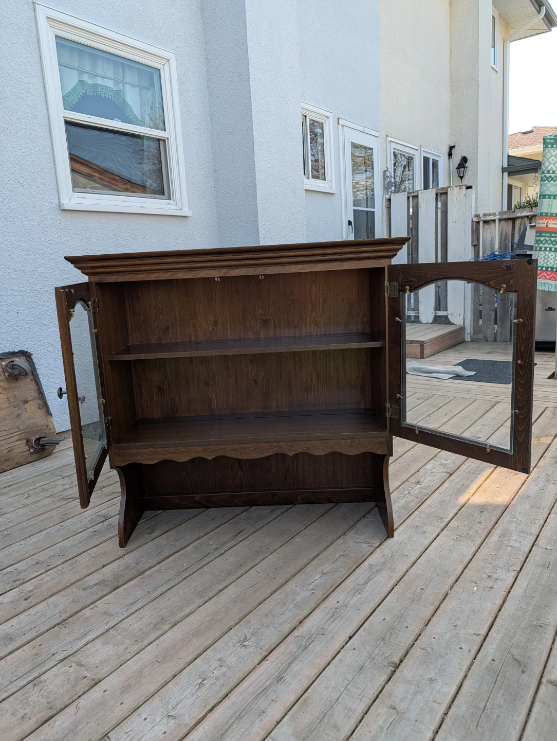 Dark Wood Hutch with Glass Doors - photo 2
