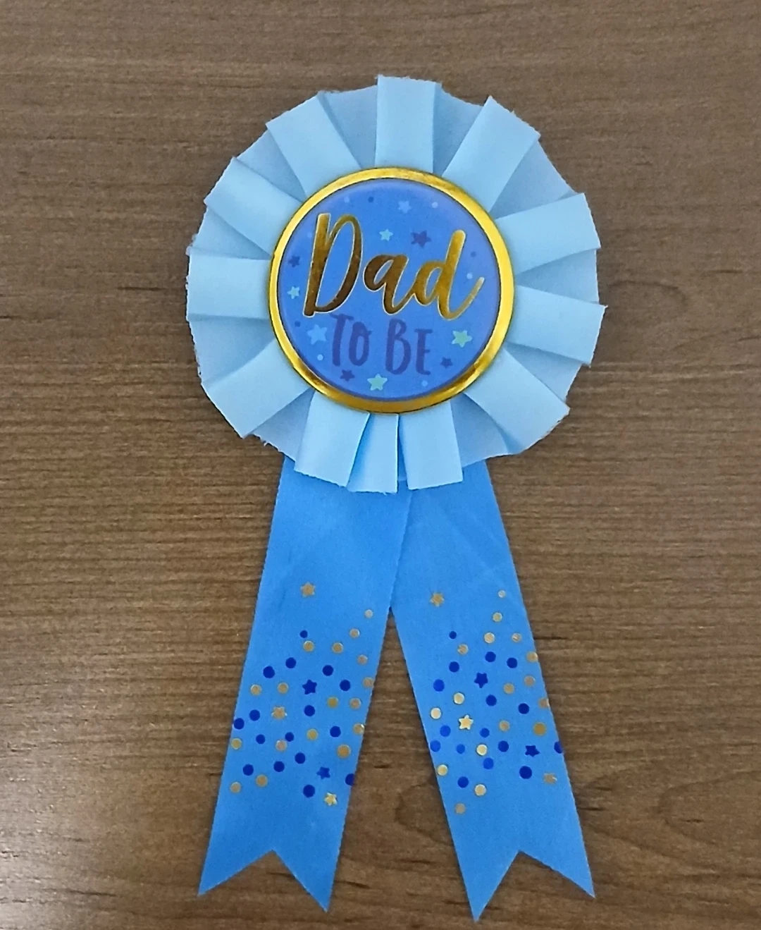 Blue "Dad To Be" Baby Shower Rosette Badge