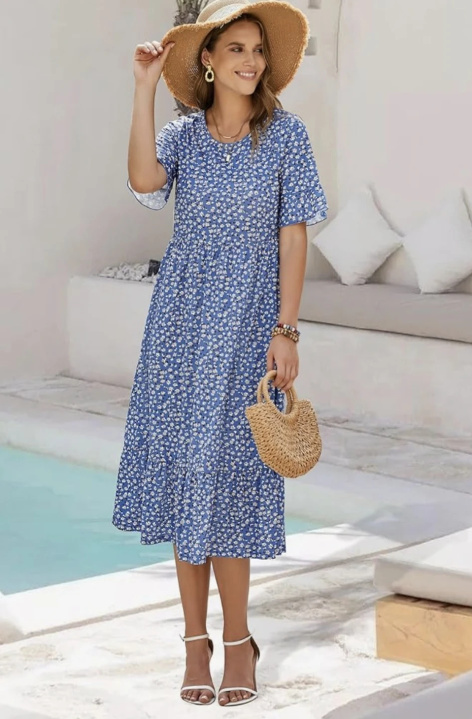 StyleWorld Blue Floral Midi Dress with Pockets - photo 2
