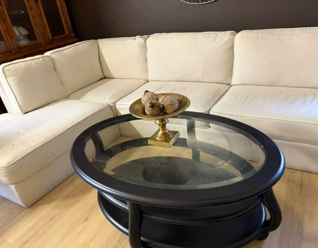 Black oval coffee table with glass top (Brand new condition) - photo 5