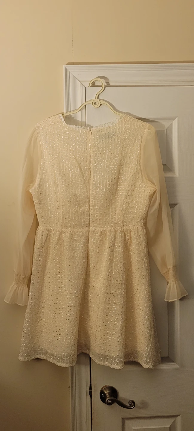 FOFOPOP Korean Cream Sheer Sleeve Dress (Size Medium) - photo 2