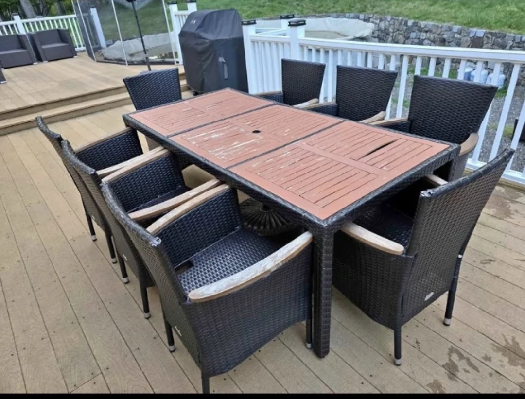 Wicker Outdoor Dining Set with 8 Chairs - photo 4