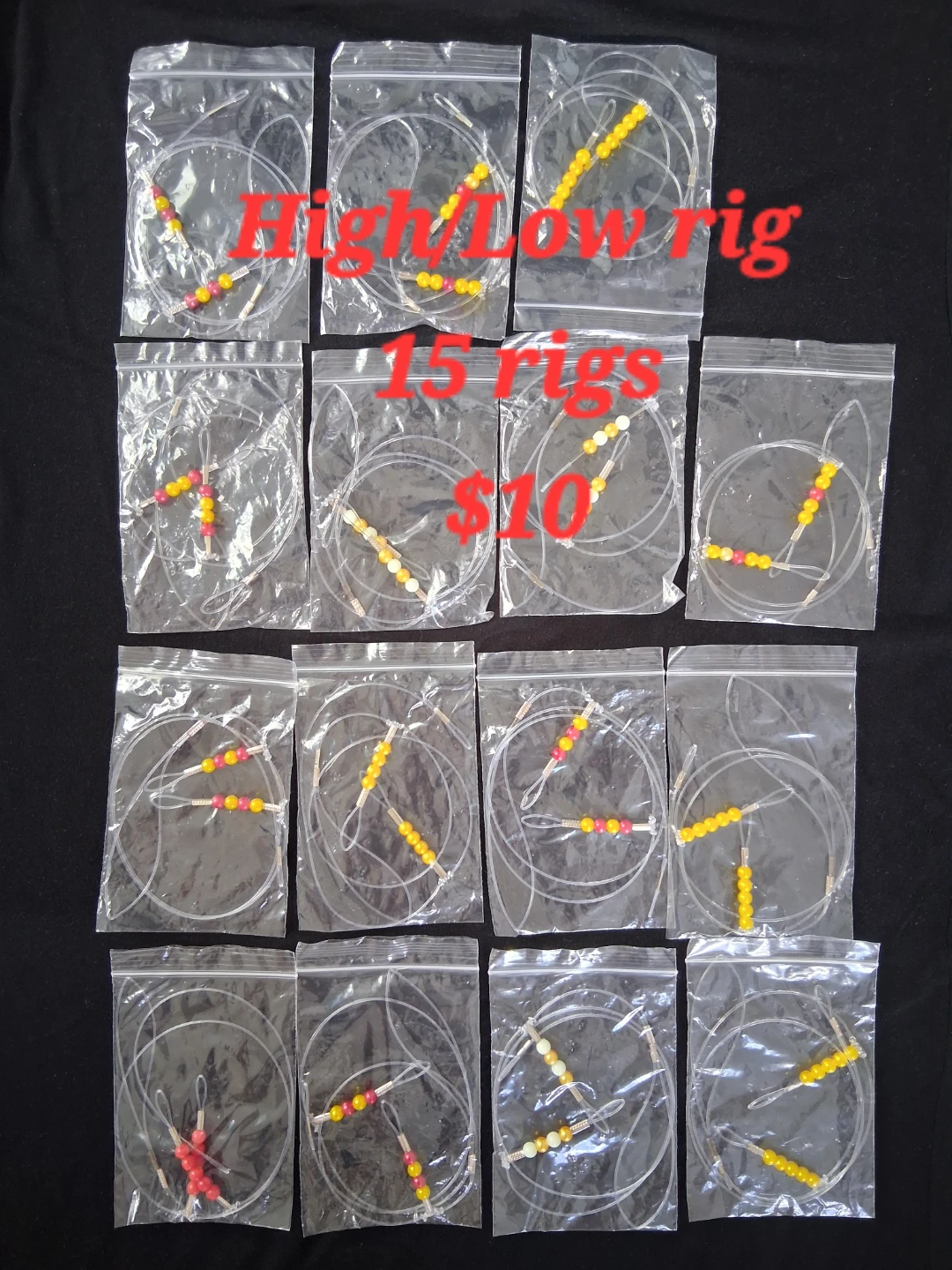 15 Fishing Rigs - High/Low Rig with Beads