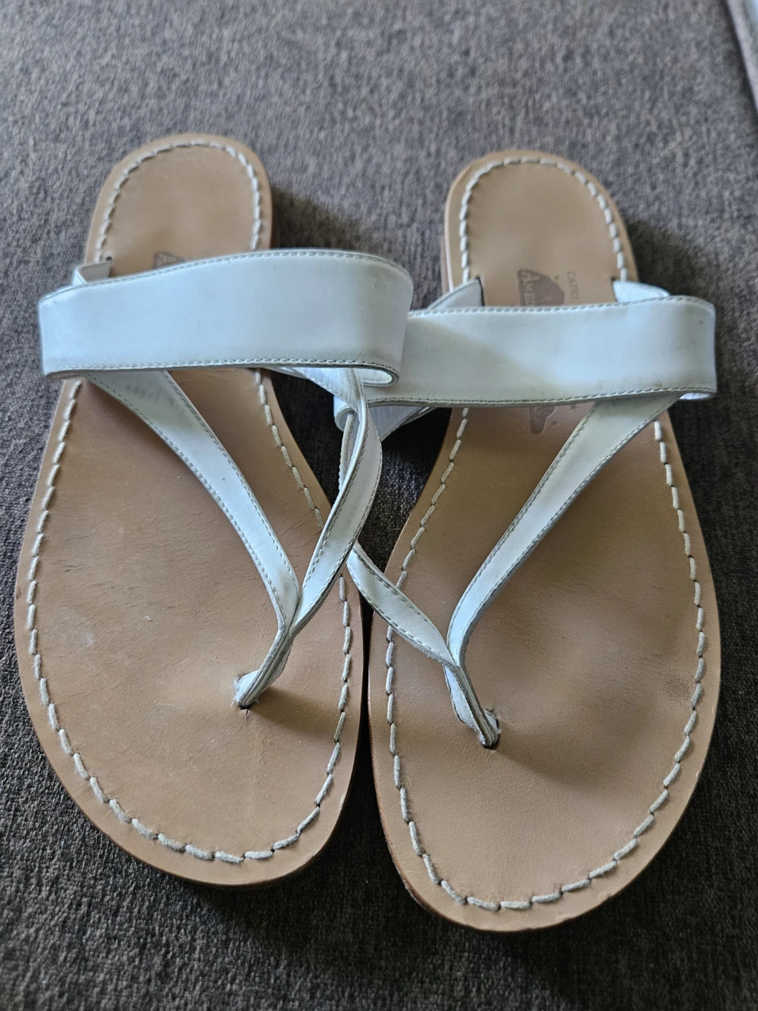 Amedeo Canfora White Leather T-Strap Sandals - US Size 7