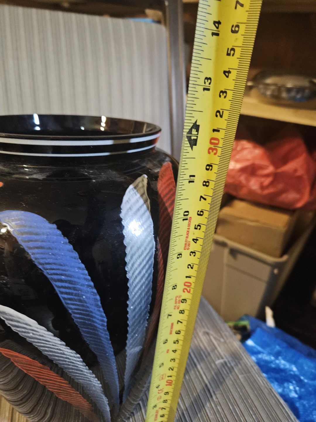 Decorative Black Vase with Feather Design - photo 5