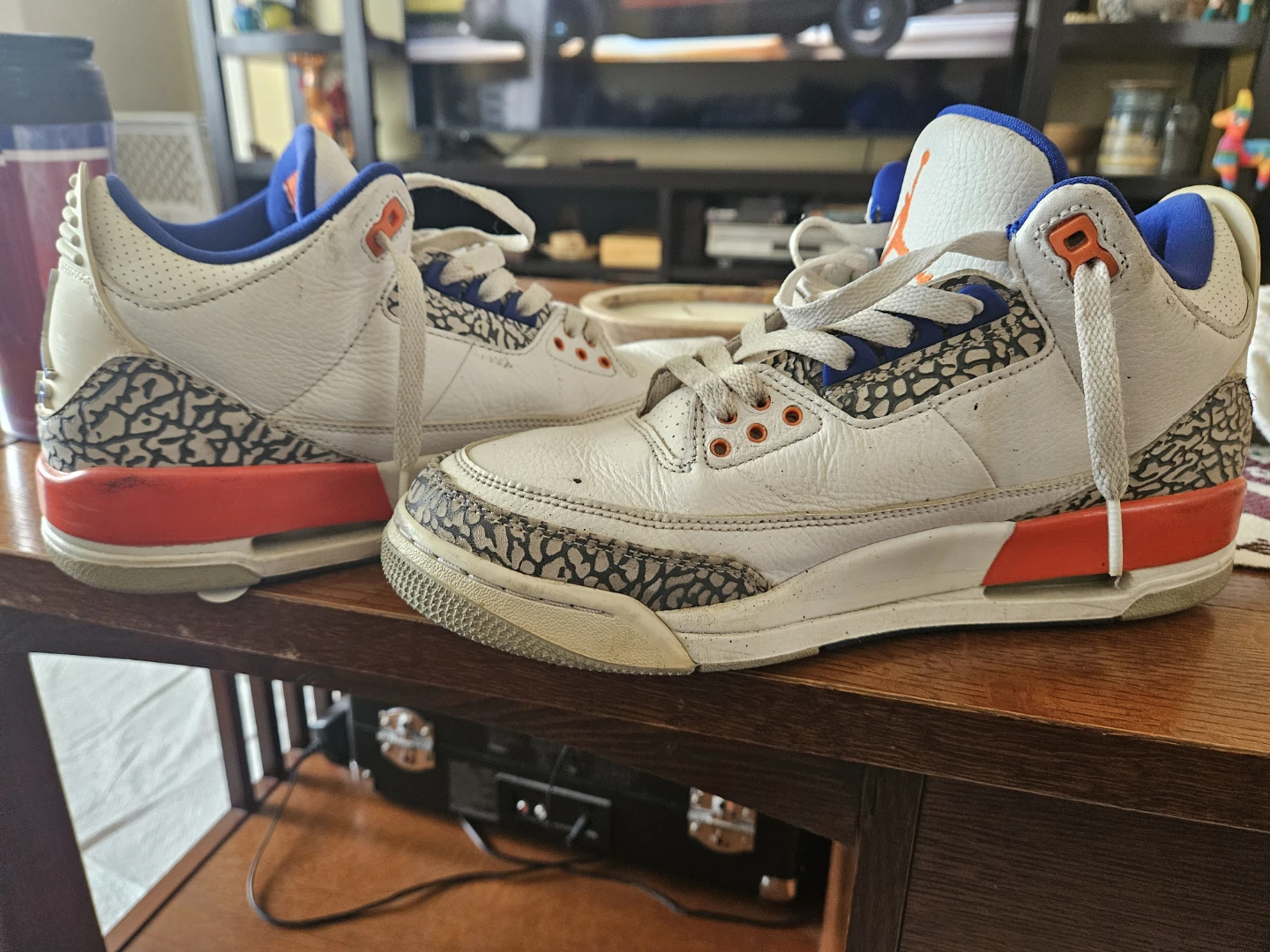 Jordan 3 Retro White Orange Blue Cement Print Sneakers - photo 5