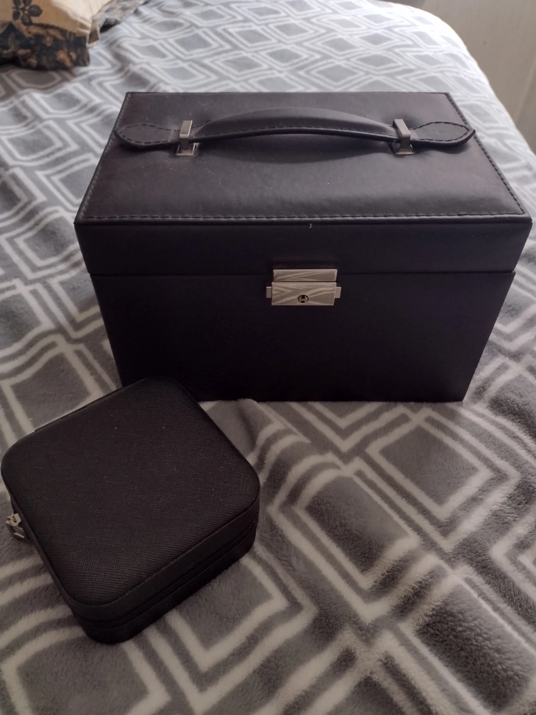 Black Faux Leather Jewelry Box Organizer with Travel Case - photo 4