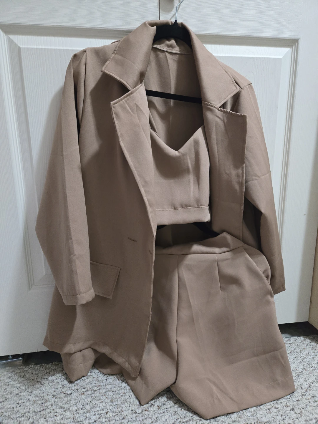 Women's 3-Piece Blazer, Crop Top & Shorts Set