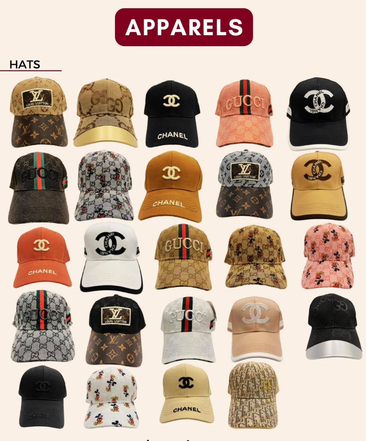 Assorted Designer branded caps