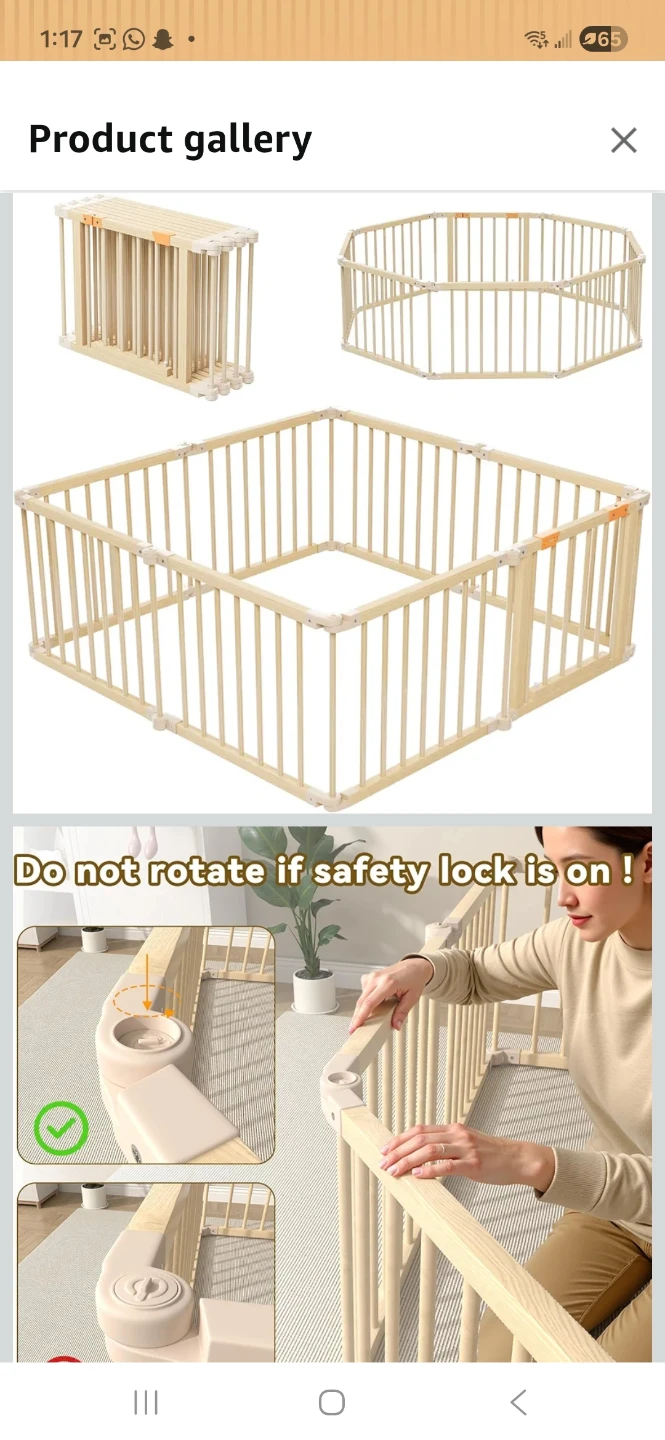 Wooden Baby Playpen - Octagon/Rectangle Shape