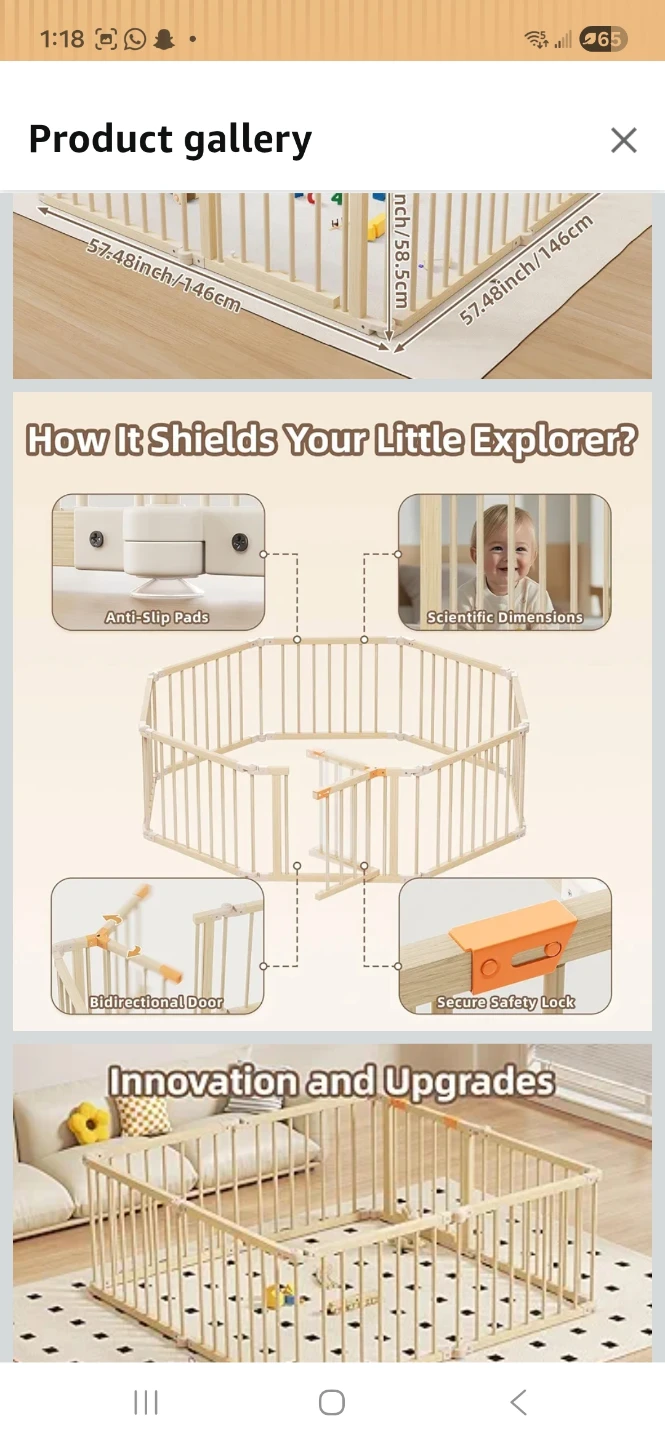 Wooden Baby Playpen - Octagon/Rectangle Shape - photo 3